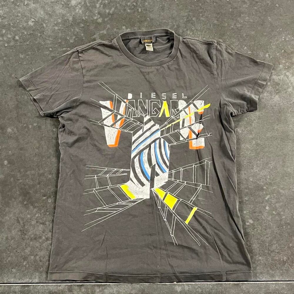 Diesel T-Ngar Graphic T-Shirt Gray Large Y2K